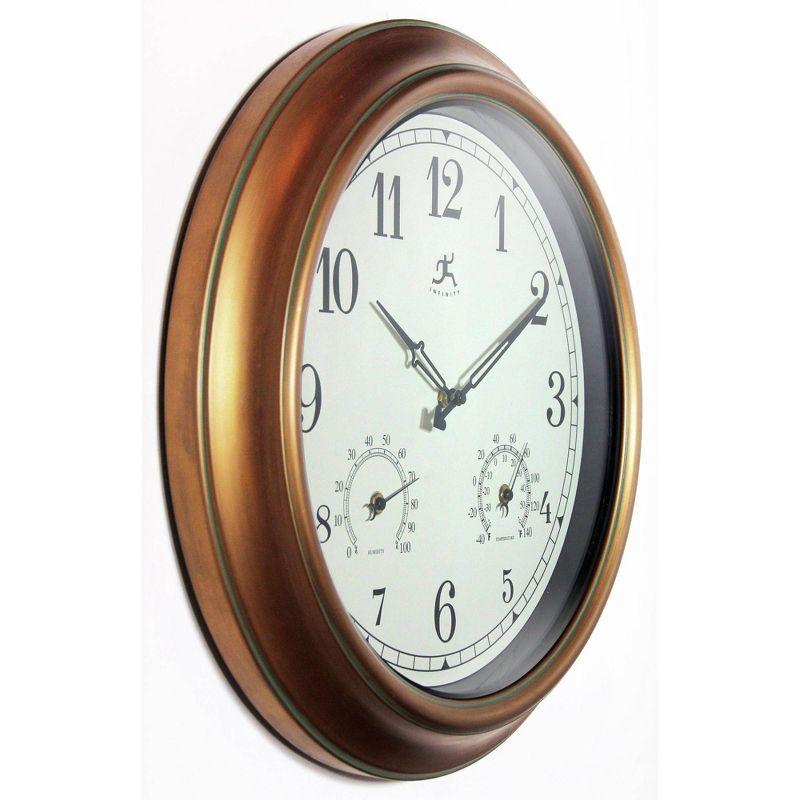18" Craftsman Round Wall Clock/Thermometer Bronze Infinity Instruments: Indoor/Outdoor, Hygrometer