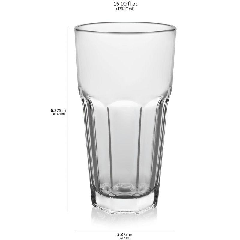 Libbey Gibraltar Tumbler Glasses, 16 ounce, Set of 12