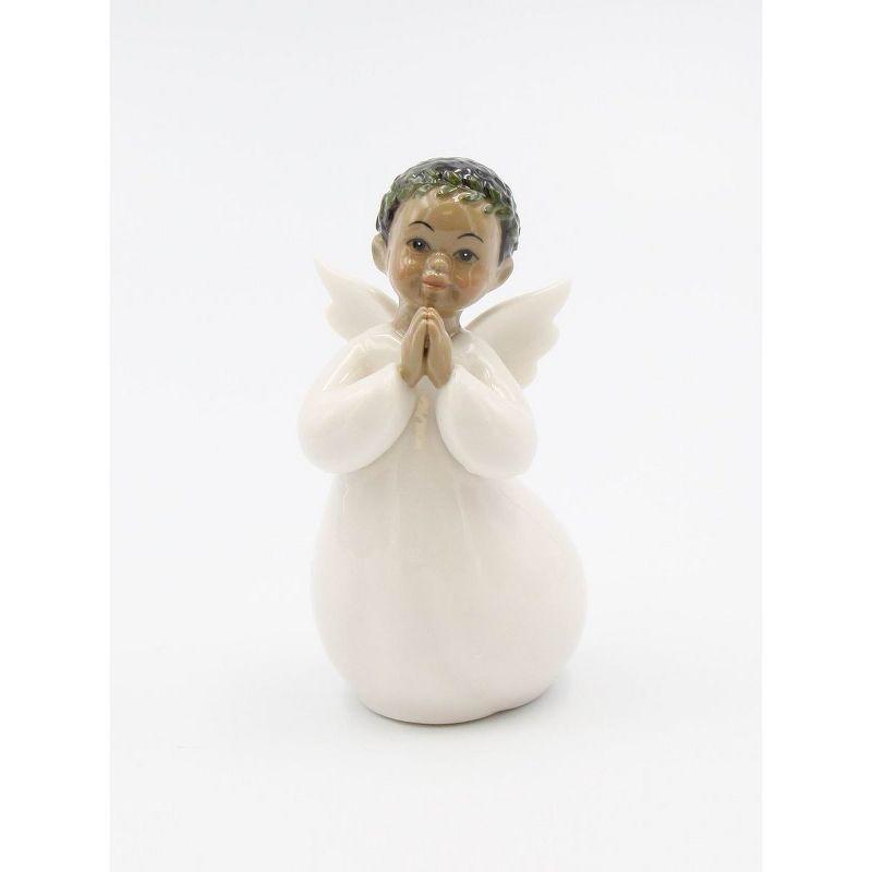 4-Inch White Ceramic Praying Angel Boy Figurine