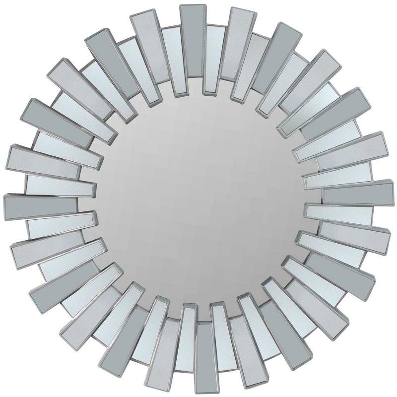 Aztec Inspired Sparkling Silver Sunburst Full-Length Mirror