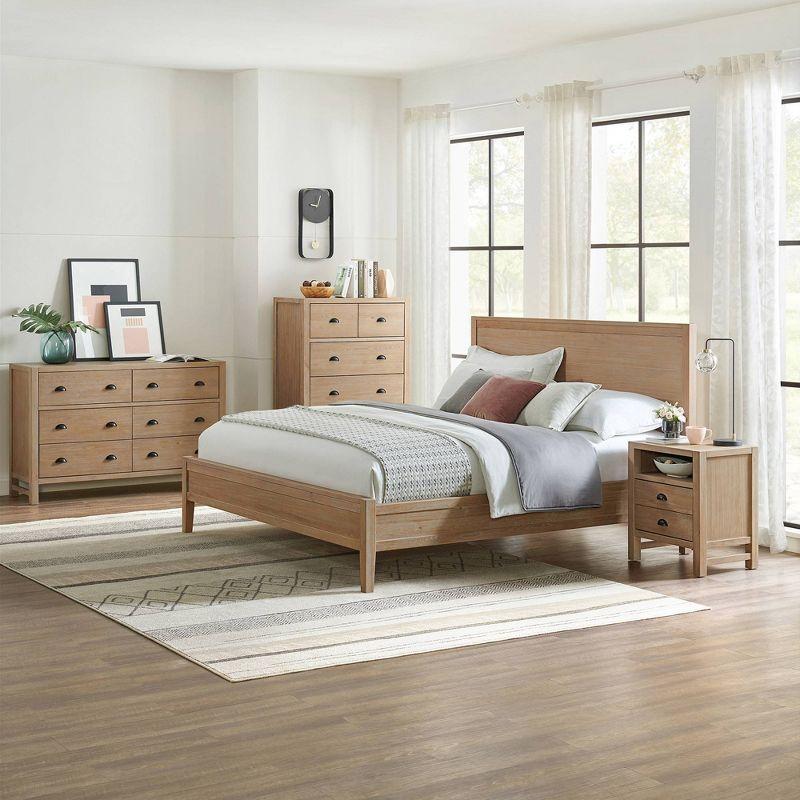 Arden 4Pc Wood Bedroom Set with Queen Bed 2-Drawer Nightstand 5-Drawer Chest 6-Drawer Dresser