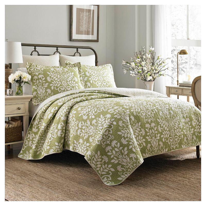 Sage Green Cotton Twin Reversible Quilt Set