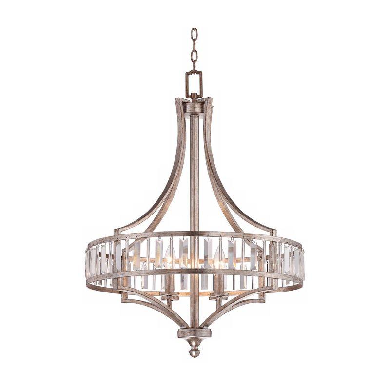 Vienna Full Spectrum Soft Silver Chandelier 24" Wide Crystal Glass 4-Light Fixture for Dining Room House Kitchen Bedroom