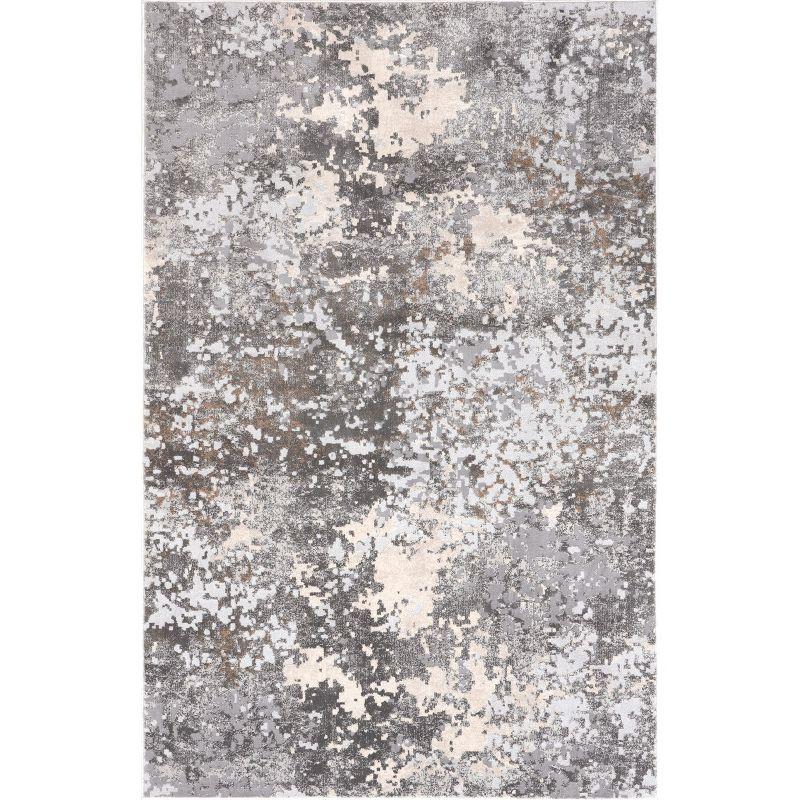 Gray Abstract Recycled Synthetic Rectangular Area Rug 6' 7" x 9'