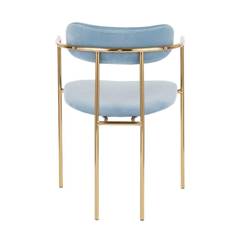 Set of 2 Demi Contemporary Chair Light Blue - LumiSource: Gold Frame, Velvet, Cushioned Seat