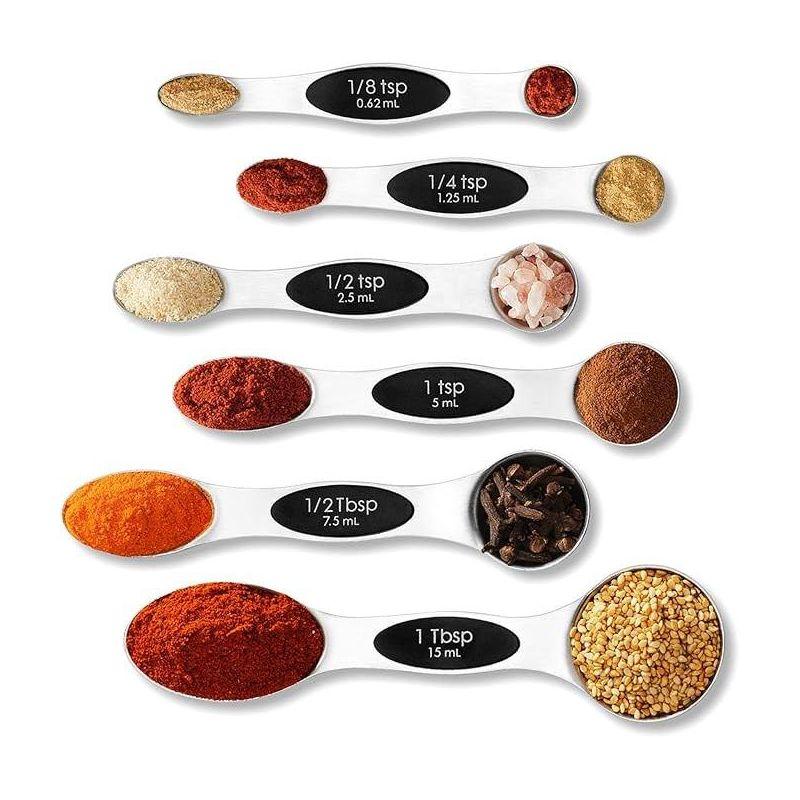 6 pc magnetic measuring spoon stainless steel
