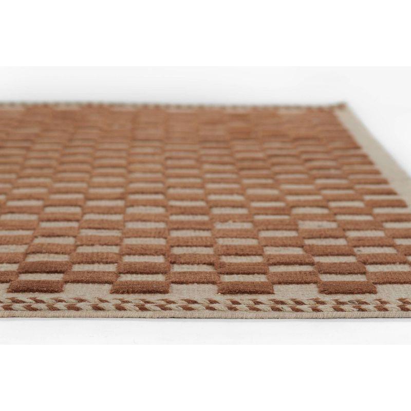 Momeni 2'6"x8' Willow Check Handwoven Runner Rug Brown: Wool, Low Pile, Classic Pattern, Indoor Use, Handmade