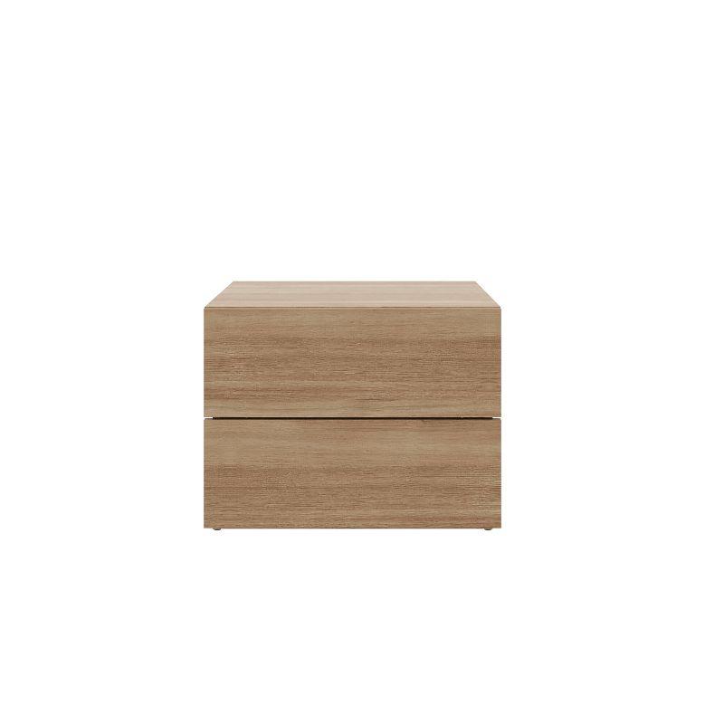 Nexera James 2 Drawers Nightstand Brown Oak: Scandinavian Vibe, Melamine Finish, Metal Slides