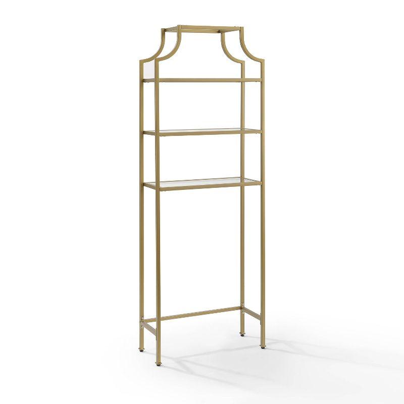 Soft Gold Pagoda-Inspired Over-the-Toilet Storage with Tempered Glass Shelves