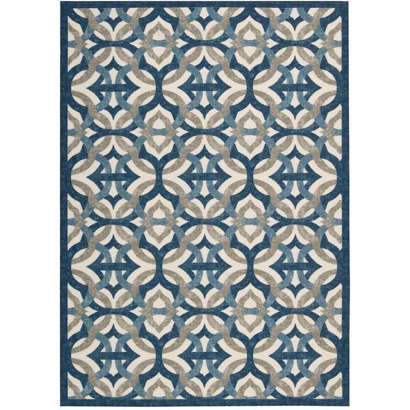 Celestial Blue and Taupe Tufted Synthetic 5' x 7' Area Rug