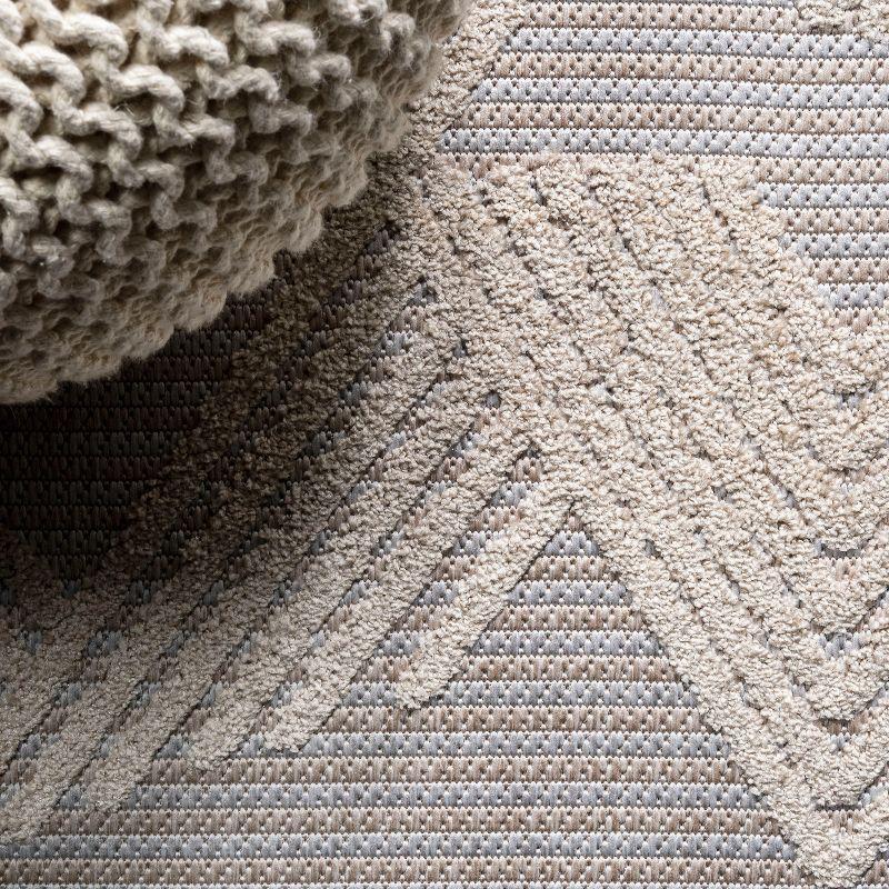 8'x10' Jazz High-Low Pile Art Deco Geometric Indoor/Outdoor Area Rug, Beige - JONATHAN Y