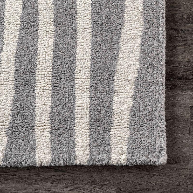 Nuloom Lemuel Geometric 8x10 Wool Indoor Area Rug for Living Room Bedroom Dining Room Kitchen, Grey/Ivory
