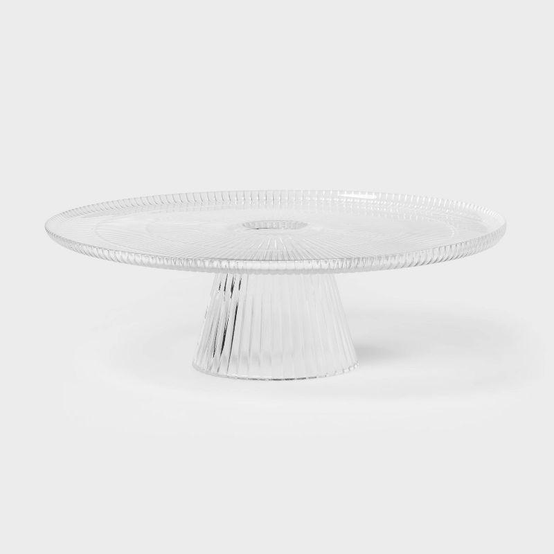 Clear Ribbed Glass Pedestal Cake Stand