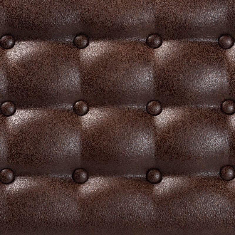 Walsh Faux Leather Upholstered and Wood Ottoman Dark Brown/Walnut Brown - Baxton Studio: Elegant Rectangular Bench, Polyester Upholstery