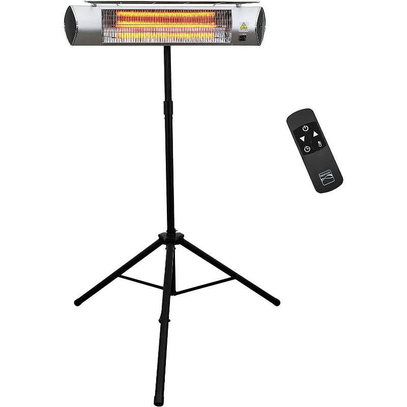 Kenmore Silver Electric Patio Heater with Tripod and Remote