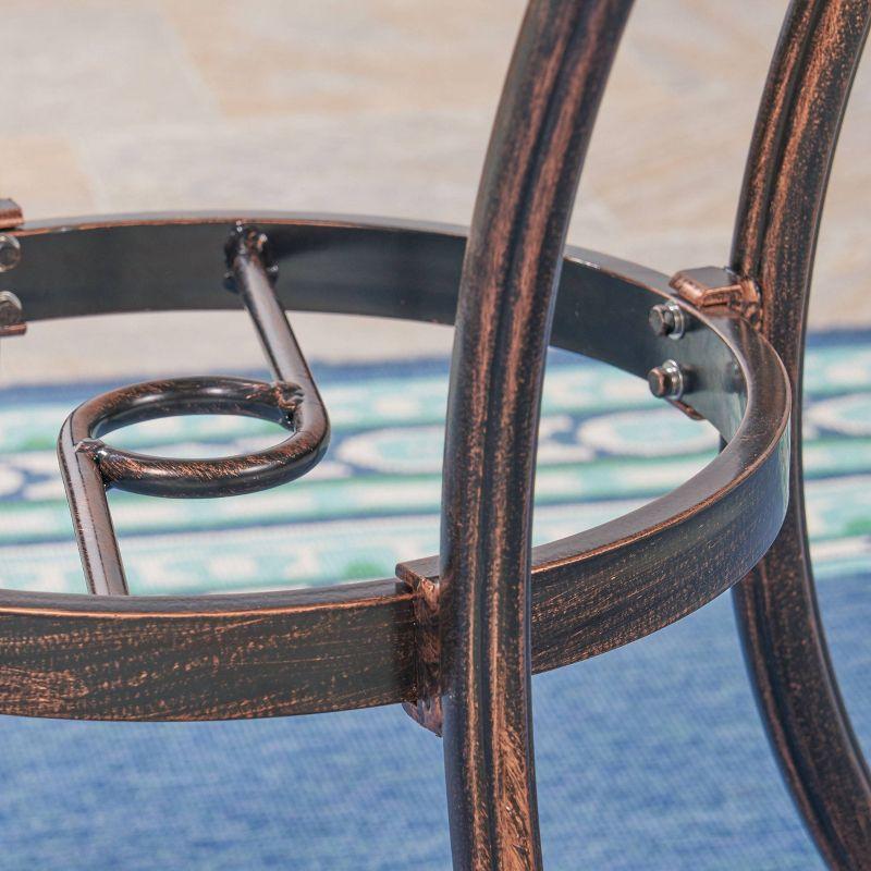 Fleur De Lis Living Outdoor Round Cast Aluminum Dining Table, Shiny Copper | Wayfair