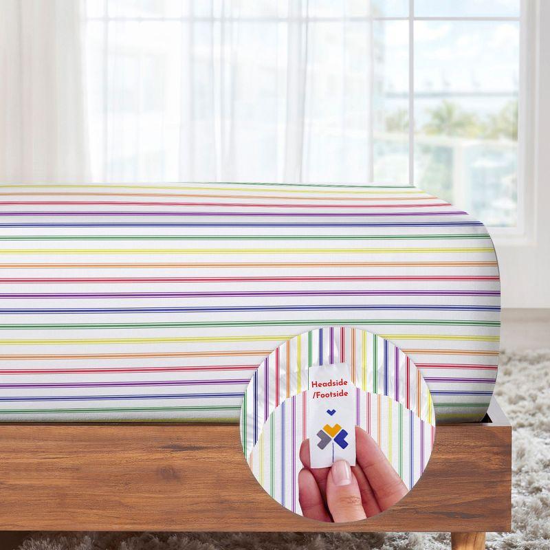 California Design Den Rainbow Stripe Twin Bed Sheets Set for College Dorms, Kids & Adults, Soft 100% Cotton