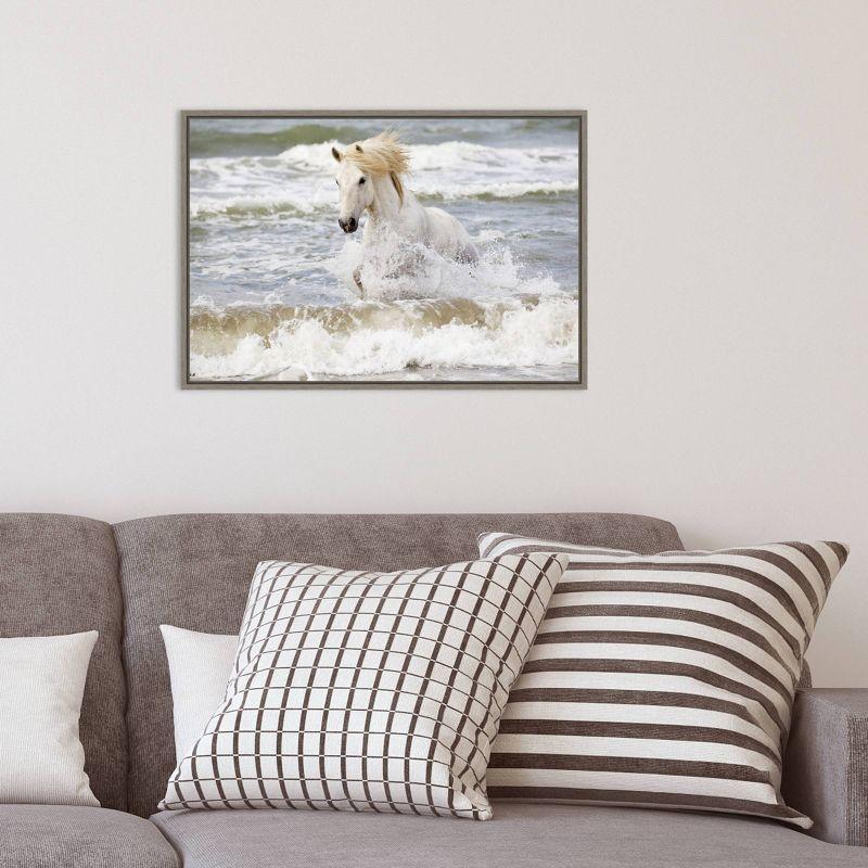 23"x16" Camargue Horse in the Surf by Ellen Goff Danita Delimont - Amanti Art: Modern Lithograph, Oceanic Animal