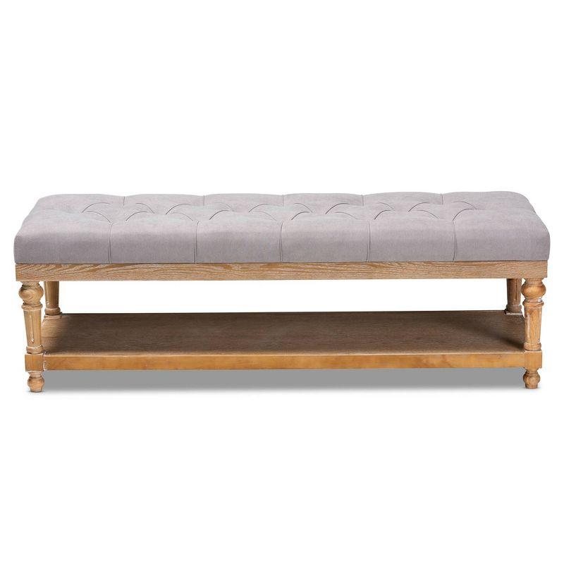 Linda Linen Fabric Upholstered Storage Bench with Shelf - Baxton Studio: Bedroom Accent Furniture