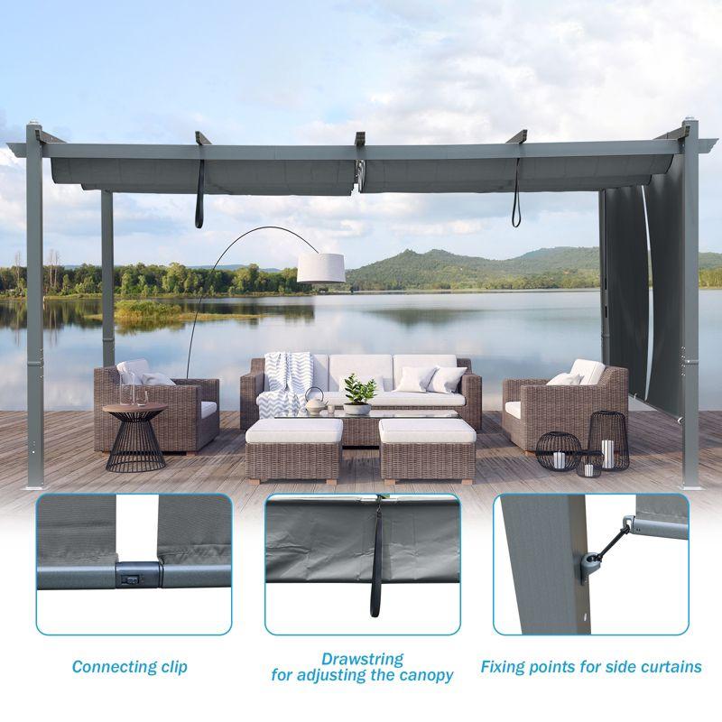 Aoodor Outdoor Pergola 12'x16' Aluminum Patio Pergola with Adjustable Sun Shade Cover and Retractable Canopy