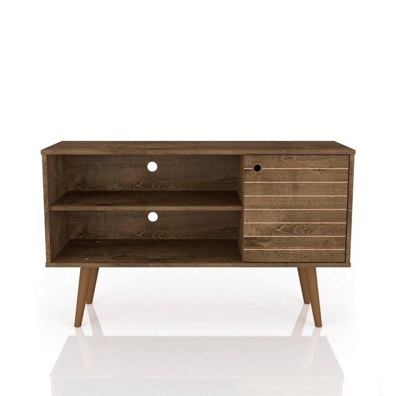 Liberty Mid Century Modern 2 Shelves and 1 Door TV Stand for TVs up to 46" Rustic Brown - Manhattan Comfort