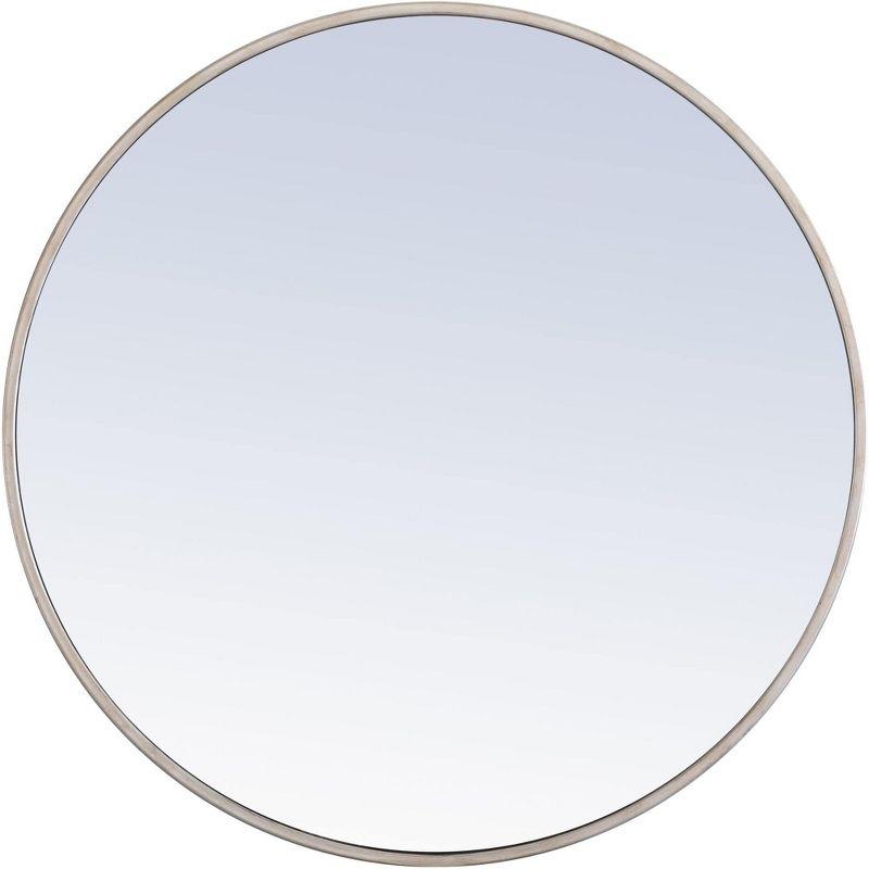 Elegant Lighting Metal frame Round Mirror 28 inch Silver finish