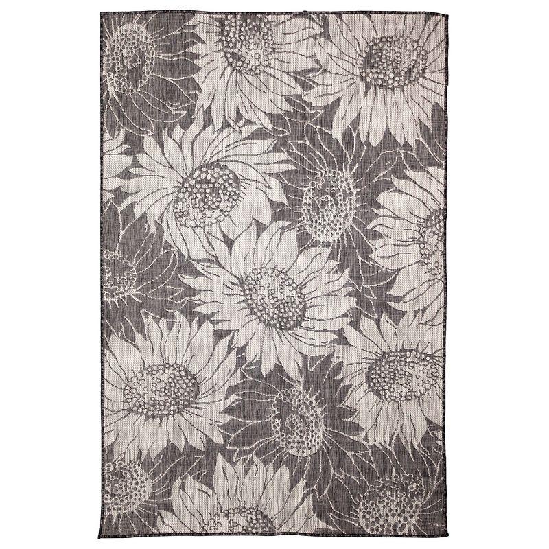 Elegant Black Sunflower Field Round Indoor/Outdoor Rug