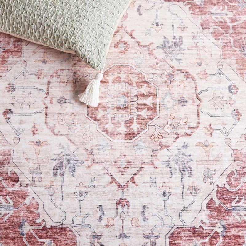 Arizona ARZ517 Power Loomed Machine Washable Area Rug - Light Red/Beige - 5'x8' - Safavieh.