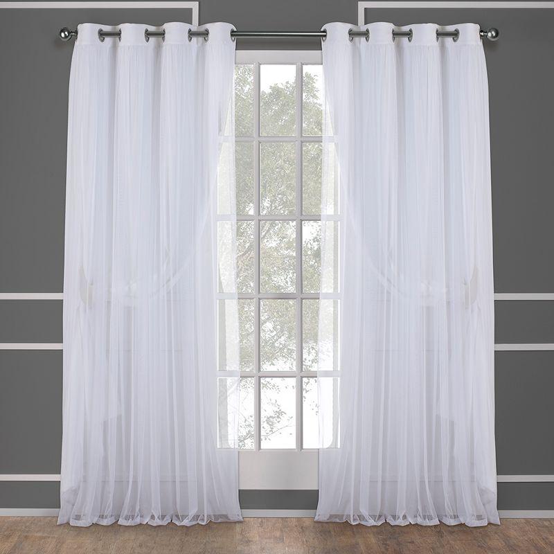 Winter White Layered Blackout and Sheer Grommet Curtain Panels