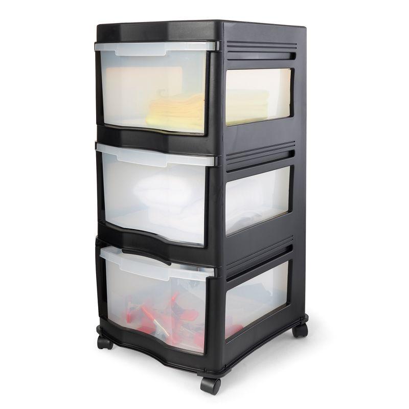 Life Story Classic 3 Shelf Standing Plastic Home Storage Organizer and Drawers with Wheels for Closet, Dorm, or Office