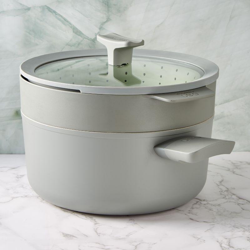 BergHOFF Balance Non-stick Silicone Collapsible Steamer Basket & Strainer 10", Recycled Material, Sage