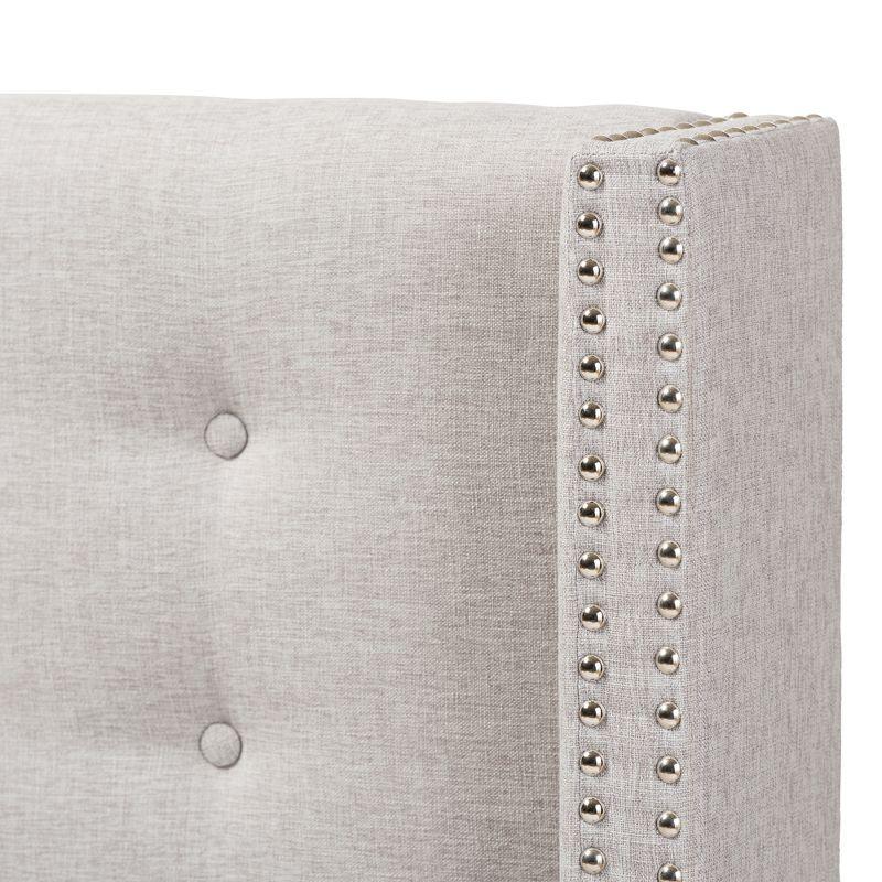 King Ginaro Modern Tufted Nail Head Winged Headboard Gray - Baxton Studio: Upholstered, Contemporary Design