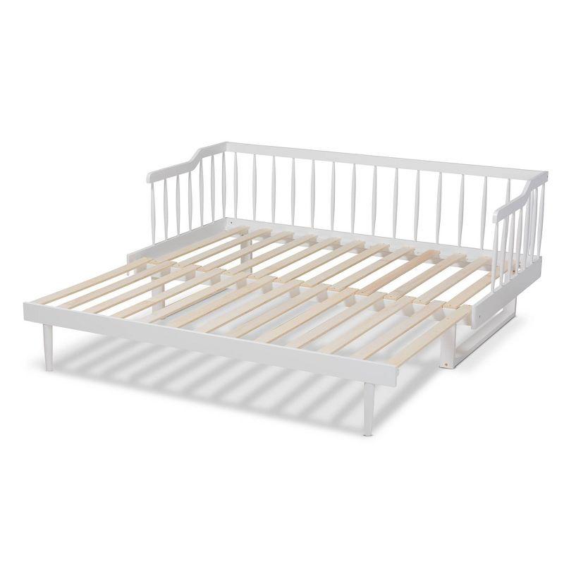Baxton Studio Twin to King Muriel Expandable Spindle Daybed White : Contemporary Style, No Box Spring Needed