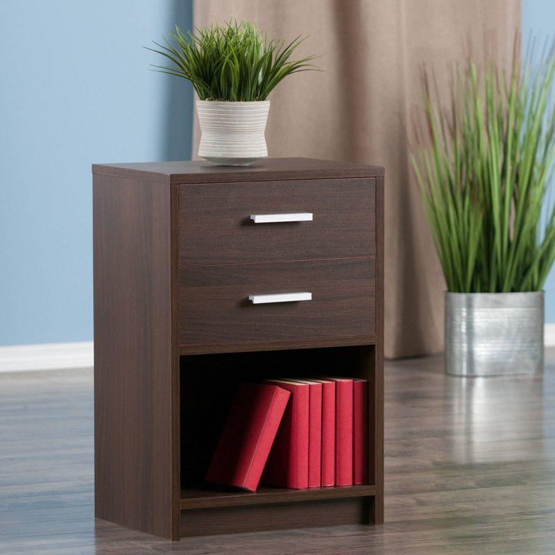 Transitional Cocoa Brown 2-Drawer Rectangular Accent End Table