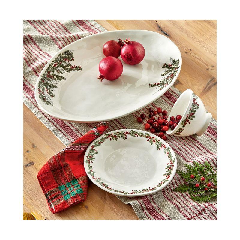 Holiday Ceramic Oval Platter with Festive Design, 20"