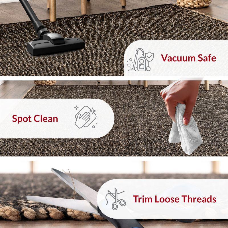 Nuloom 6x9 Elfriede Jute & Cotton Hand Woven Indoor Area Rug, Charcoal, Solid Rustic Farmhouse Style Natural Fiber Bedroom, Living Room,
