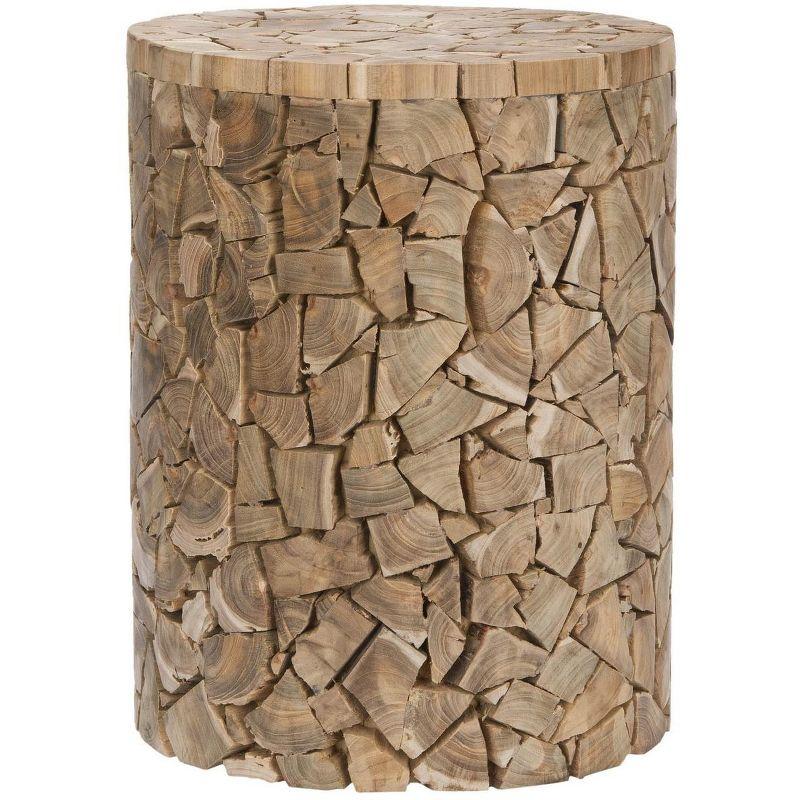 Canyon Round Stool Accent Table - Medium Oak - Safavieh.