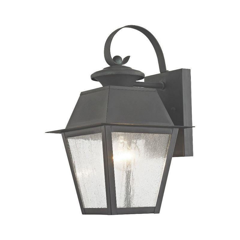 Charleston Seeded Glass Charcoal Brass Outdoor Lantern