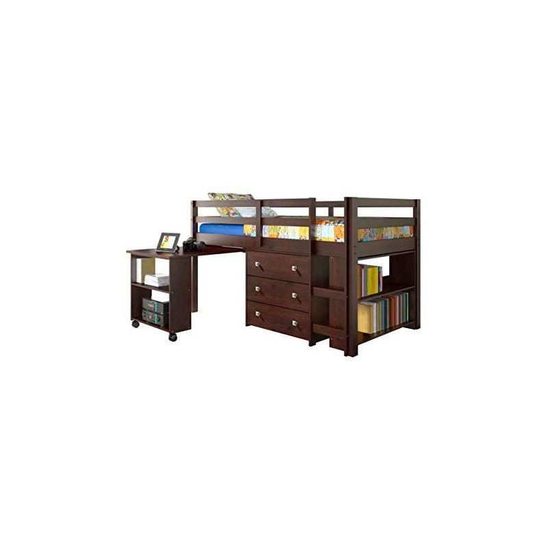 Donco Kids Study & Sleep Twin Cappuccino Low Loft Bed