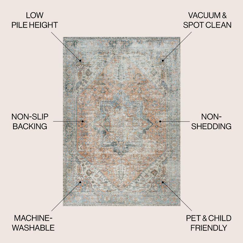 Armae Distressed Medallion Chenille Machine-Washable Indoor Area Rug -JONATHAN Y