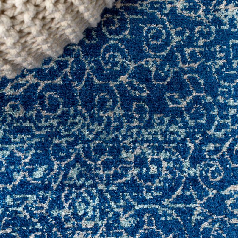 4'x6' Ferro Filigree Charcoal Black and White Area Rug, Blue - JONATHAN Y