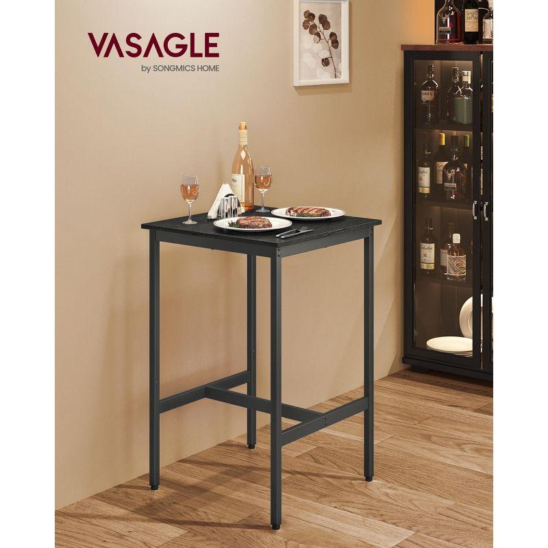 Black Industrial Counter Height Bar Table with Metal Frame