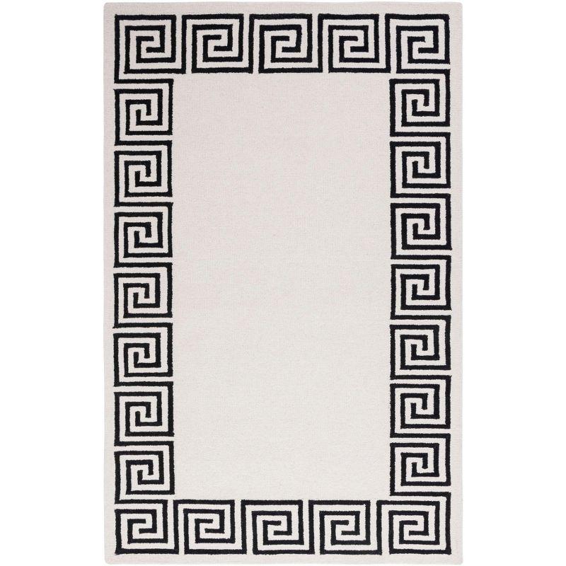 Ivory and Black Hand-Tufted Wool Area Rug