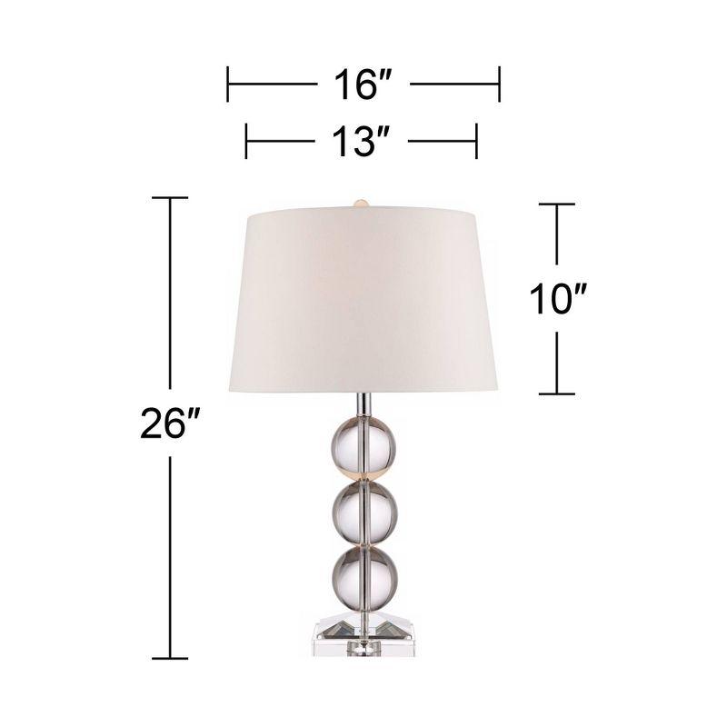 360 Lighting Mersenne Modern Table Lamp 26" High Clear Crystal Globes Stacked Silver Pole White Drum Shade for Bedroom Living Room Bedside Nightstand