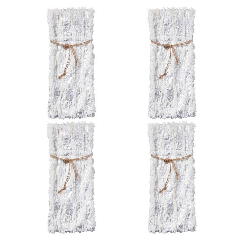 Saro Faux Fur With Brushed Metallic Foil Print Bottle Bag (Set of 4)