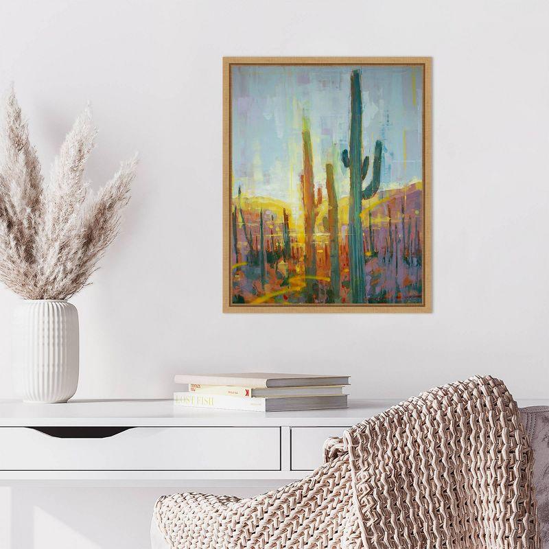 Sonoran Golden Glow Abstract Canvas Print with Maple Frame