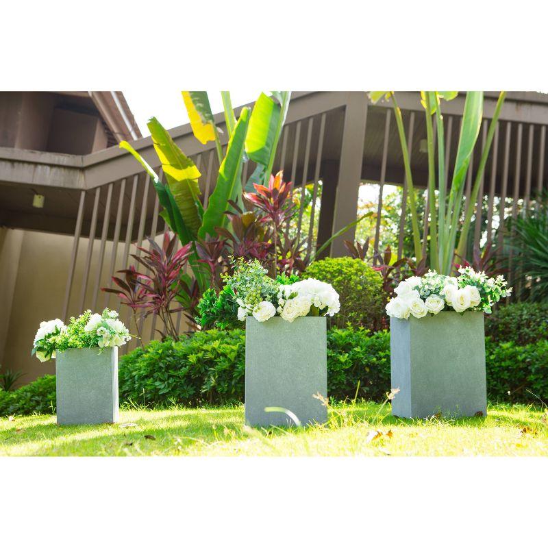 Set of 3 Kante Lightweight Modern Square Outdoor Planters Slate Gray - Rosemead Home & Garden, Inc.