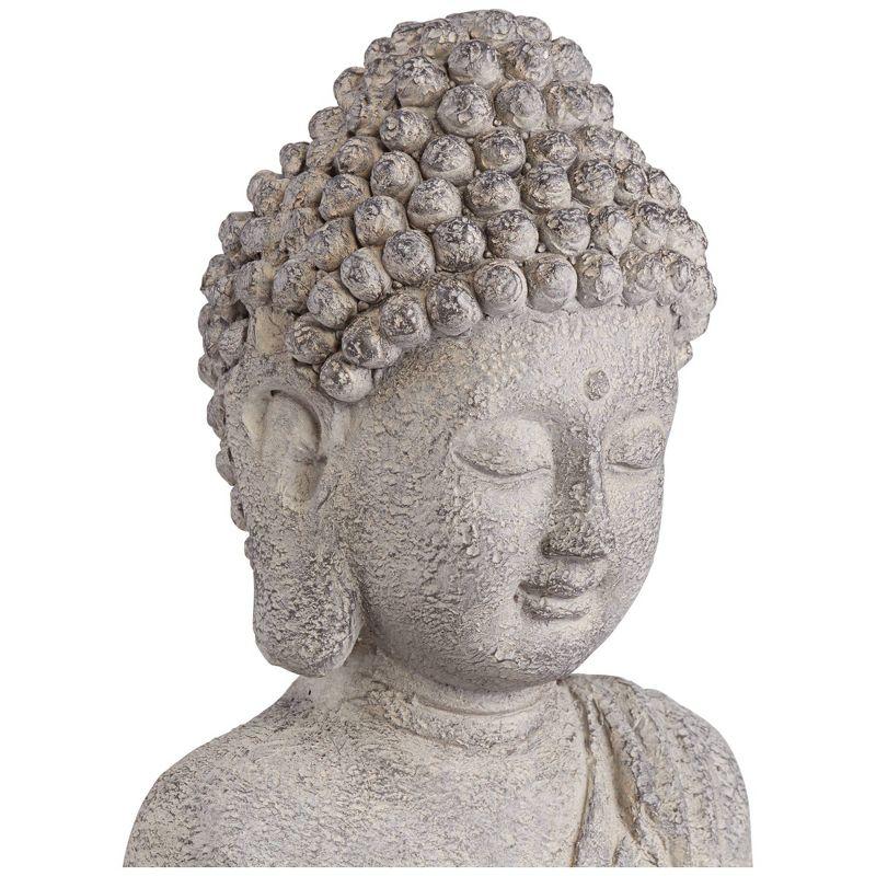 John Timberland Standing Buddha Statue Sculpture Zen Garden Decor Indoor Outdoor Front Porch Patio Yard Outside Home Balcony Gray Faux Stone 32" Tall