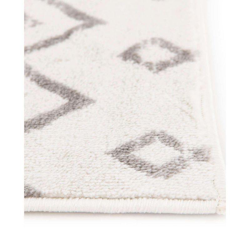 Ivory Rectangular Moroccan Trellis Stain-Resistant Rug