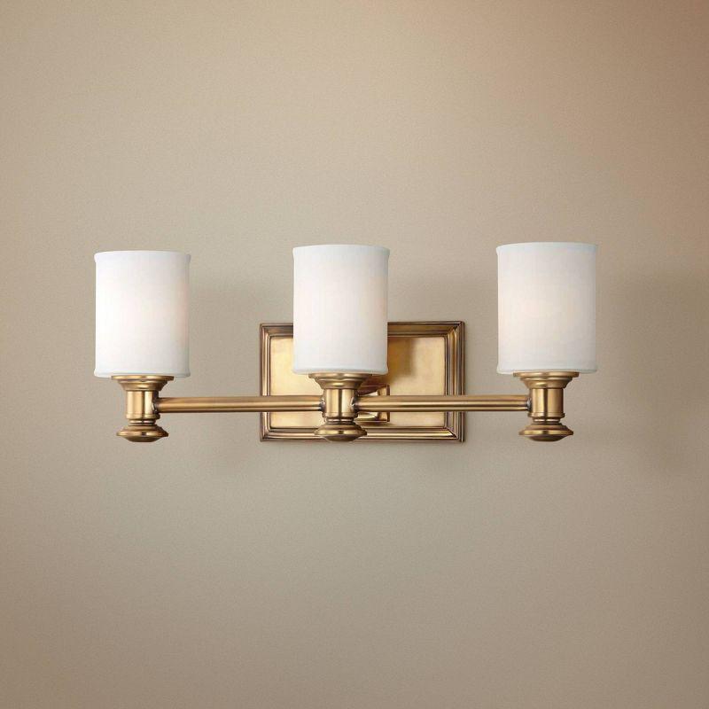 Minka Lavery Modern Wall Light Liberty Gold Hardwired 19" 3-Light Fixture Etched Opal Glass Shade for Bathroom Vanity Living Room